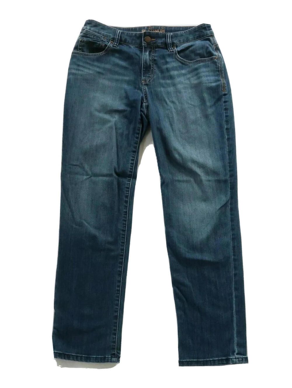 Chicos Platinum Womens Stretch Denim Medium Wash Slim Cropped Ankle Jeans 00 Reg